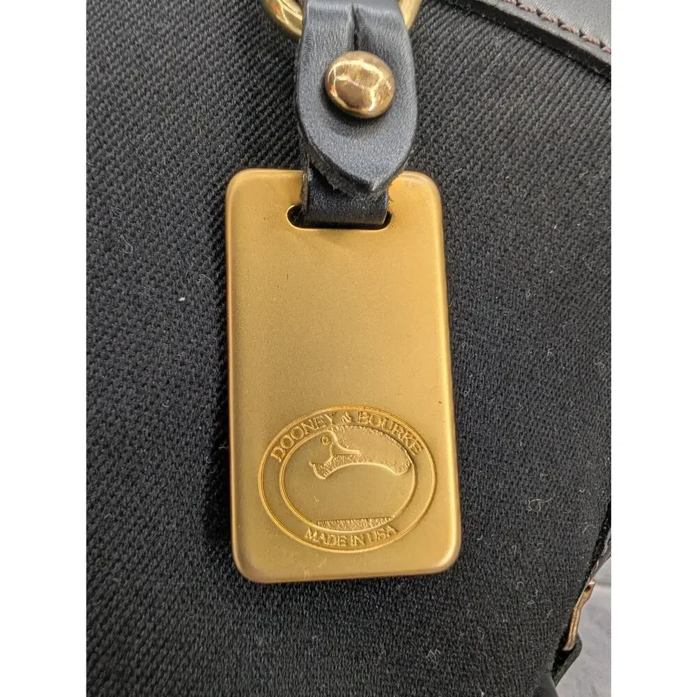 Vtg Dooney & Bourke Cabriolet Cloth Leather Black top handle made in USA satchel - Picture 4 of 13